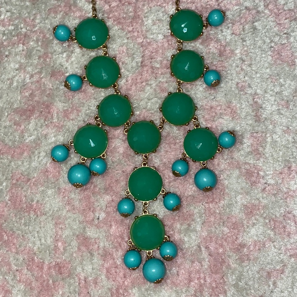J. Crew turquoise and green dangle statement necklace